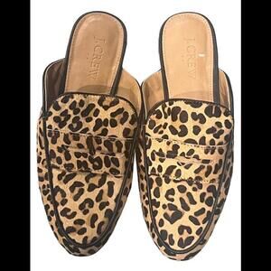 J Crew Pointed Toe‎ Mule Slide Flat Leopard  Sz 5